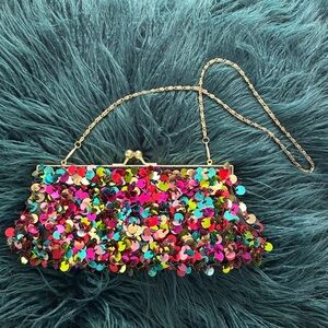 Vintage Colorful Sequin Evening‎ Coctail Clutch Bag